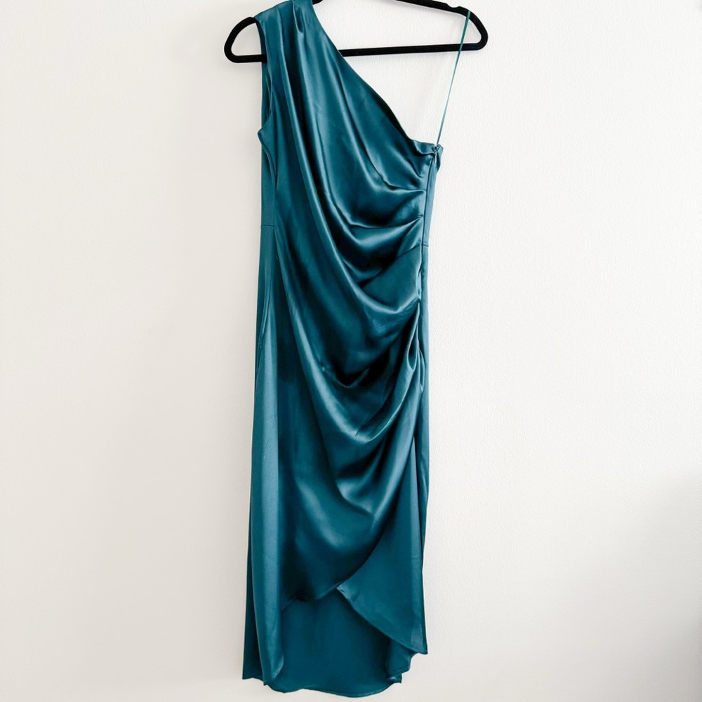 NWOT Rachel Zoe Turquoise One Shoulder Midi dress